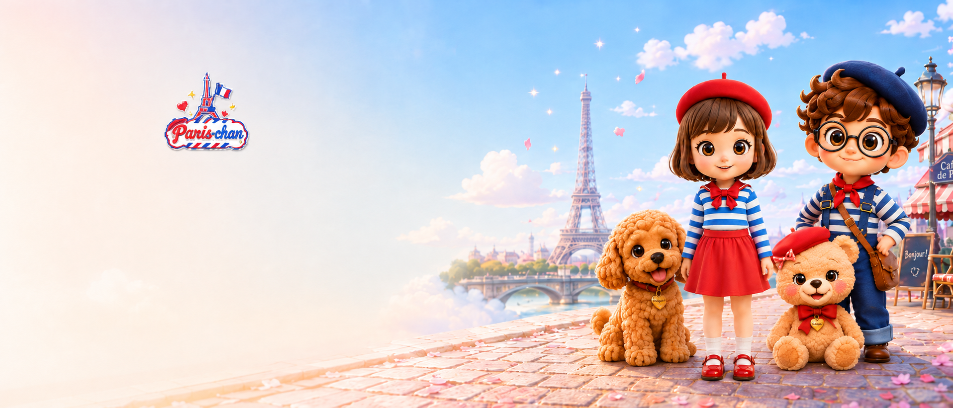 Paris-chan et ses amis devant la tour Eiffel